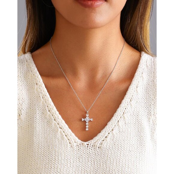 14K Gold Plated Cross Necklace with Cubic Zirconia - Elegant Christian Jewelry - Picture 3 of 6